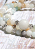 Boho Bracelet, Layers Green Amazonite Mala Mantra Lotus